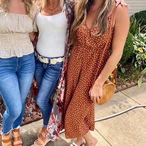 Burnt orange floral jumpsuit